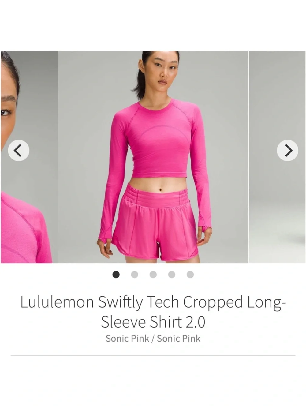 Lululemon Swiftly Tech cropped Long Sleeve Shirt 2.0 Sonic Pink Sz 6